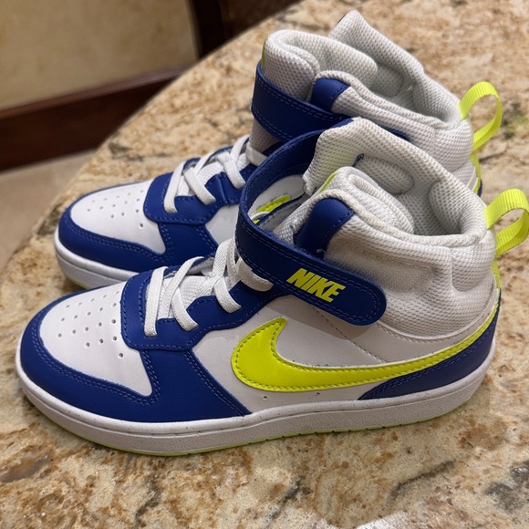 Nike Kids Sneakers - White, Blue, and Neon Yellow - Picture 3 of 5